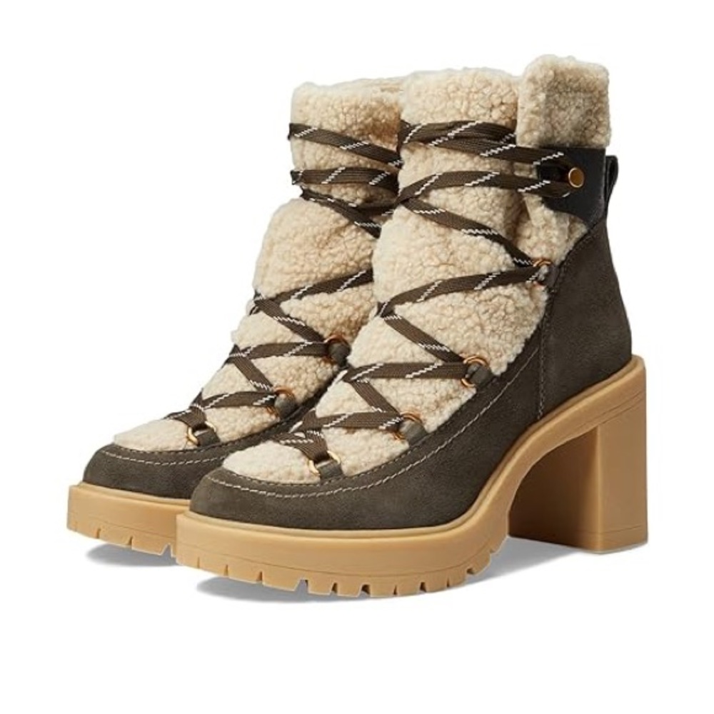 Dolce Vita Ankle Boots in Olive and Cream